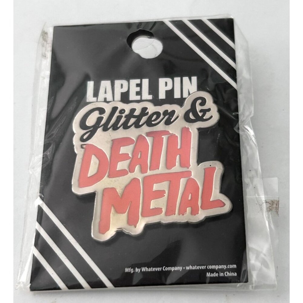 Pink Glitter & Death Metal Music Lapel Pin Enamel New